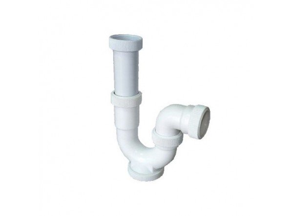 Sifón curvo extensible con tuerca loca