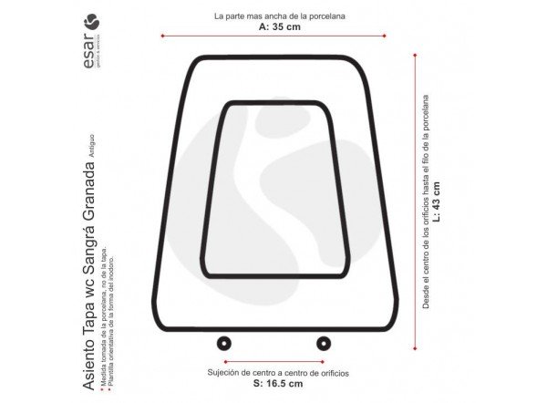 Asiento tapa wc Sangra Granada antiguo